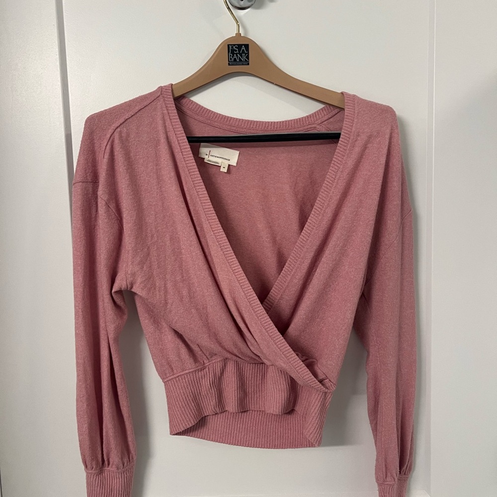 Maeve Blush Pink V-Neck Lightweight Sweater
